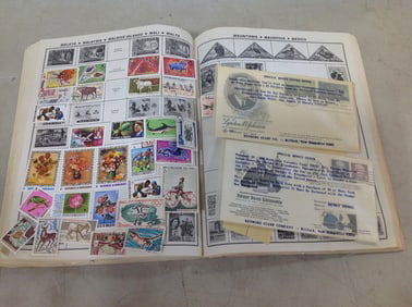 Stamp book with collectible stamps inside