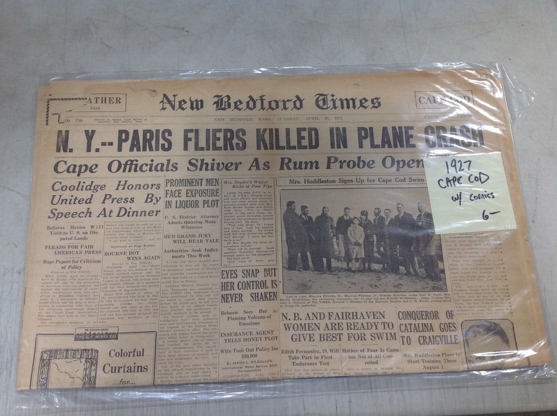 1927 Cape Cod New Bedford Times newspaper (1 of 1)