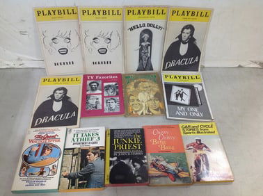 Various Playbills, and Books (Chitty Chitty Bang Bang, The Junkie Priest, TV Favorites, etc)