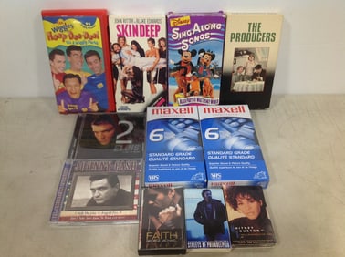 Various VHS Tapes, Cassettes, and CDs (Skindeep, The Producers, Elvis, and more)