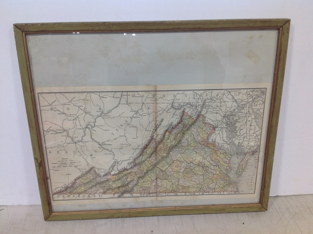 Framed Vintage State Map (16.5inx9.25in): Framed Vintage State Map (16.5inx9.25in)