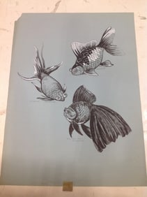 Celestial Telescope, Telescope, Vale Tale Moor Telescope Fish artwork(18inx24in) *slight damage*