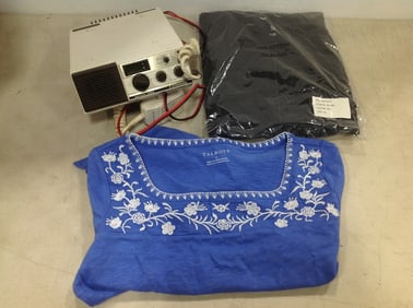Vintage standard marine radio with microphone and women's shirts(sizes:S, L)