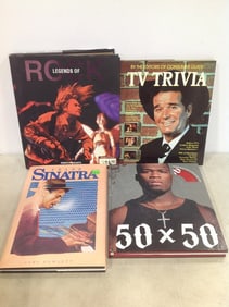 50 cent book with unreleased CD track inside, TV Trivia book, Frank Sinatra book, and more