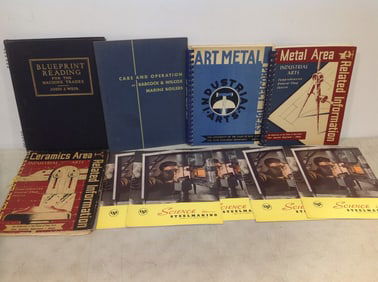 Science Steelmaking booklets, Blueprint Reading book, Industrial Art Metal booklet, and more