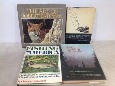 Various books(Fishing in America, Our Vanishing Wilderness, The Sea Bright Skiff, and more)