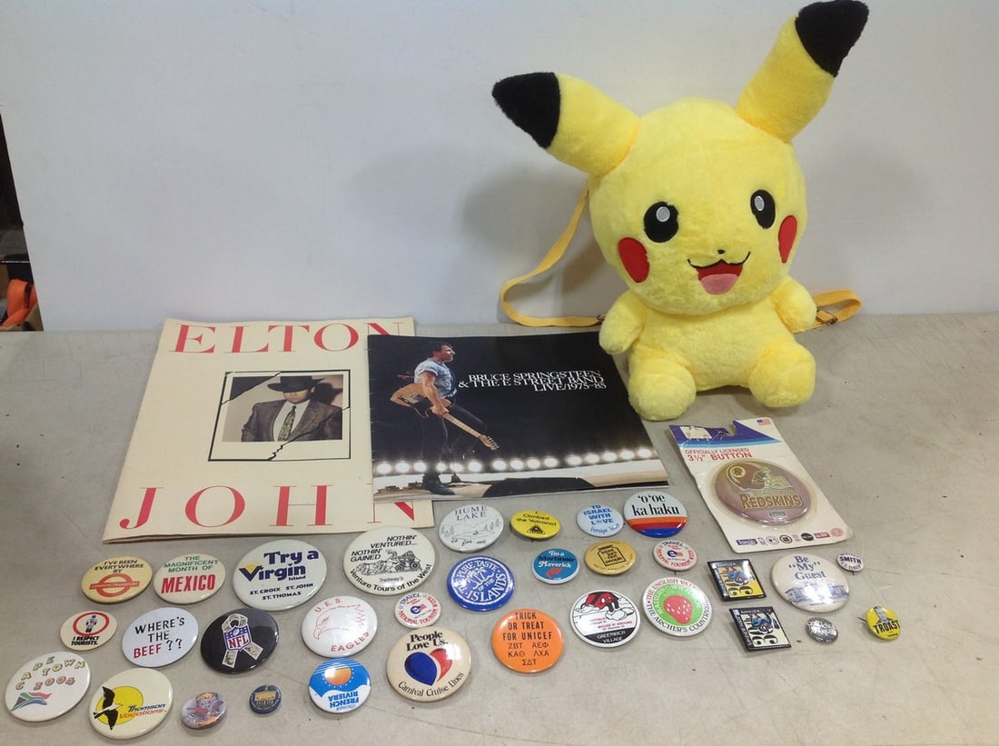 Pikachu backpack, vintage pins, and more: Pikachu backpack, vintage pins, and more