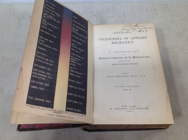 1880 Appleton's Cyclopedia of Applied Mechanics hardcover vintage book(Vol. II.G-Z)