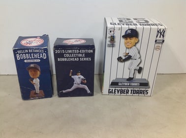 Collectible baseball bobbleheads(Dellin Betances, Masahiro Tanaka, Gleyber Torres)