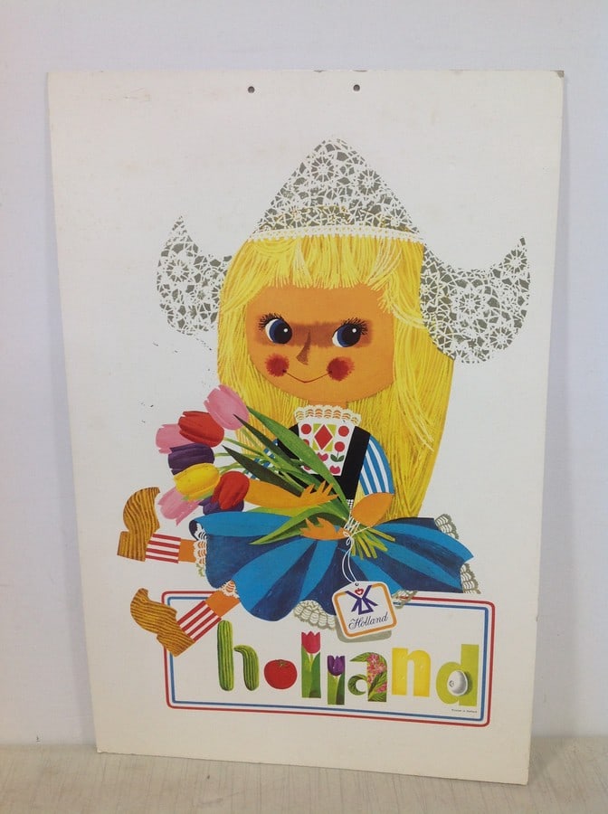 Vintage Holland Travel Agent Advertising Hanging Board (15.25inx23.25in): Vintage Holland Travel Agent Advertising Hanging Board (15.25inx23.25in)