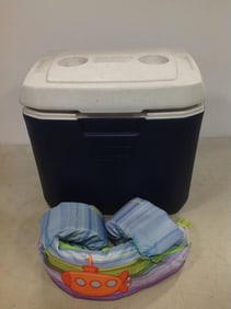Coleman Cooler and Childs Flotation Device (30-50lbs)