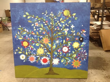 Floral Painting on Canvas Signed Carolina Blum (48inx48in)