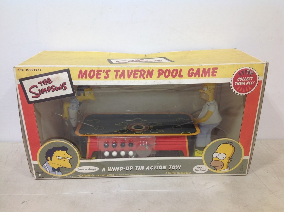 The Simpsons Moes Tavern Pool Game - A Wind Up Tin Action Toy *NEW IN BOX* (1 of 1)