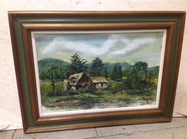Framed Oil on Canvas signed Colette Barker 1973 (22.5inx31in)