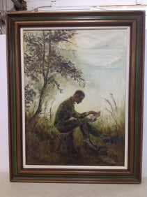 Framed Oil on Canvas Signed Colette Barker 1969 (31inx39in)