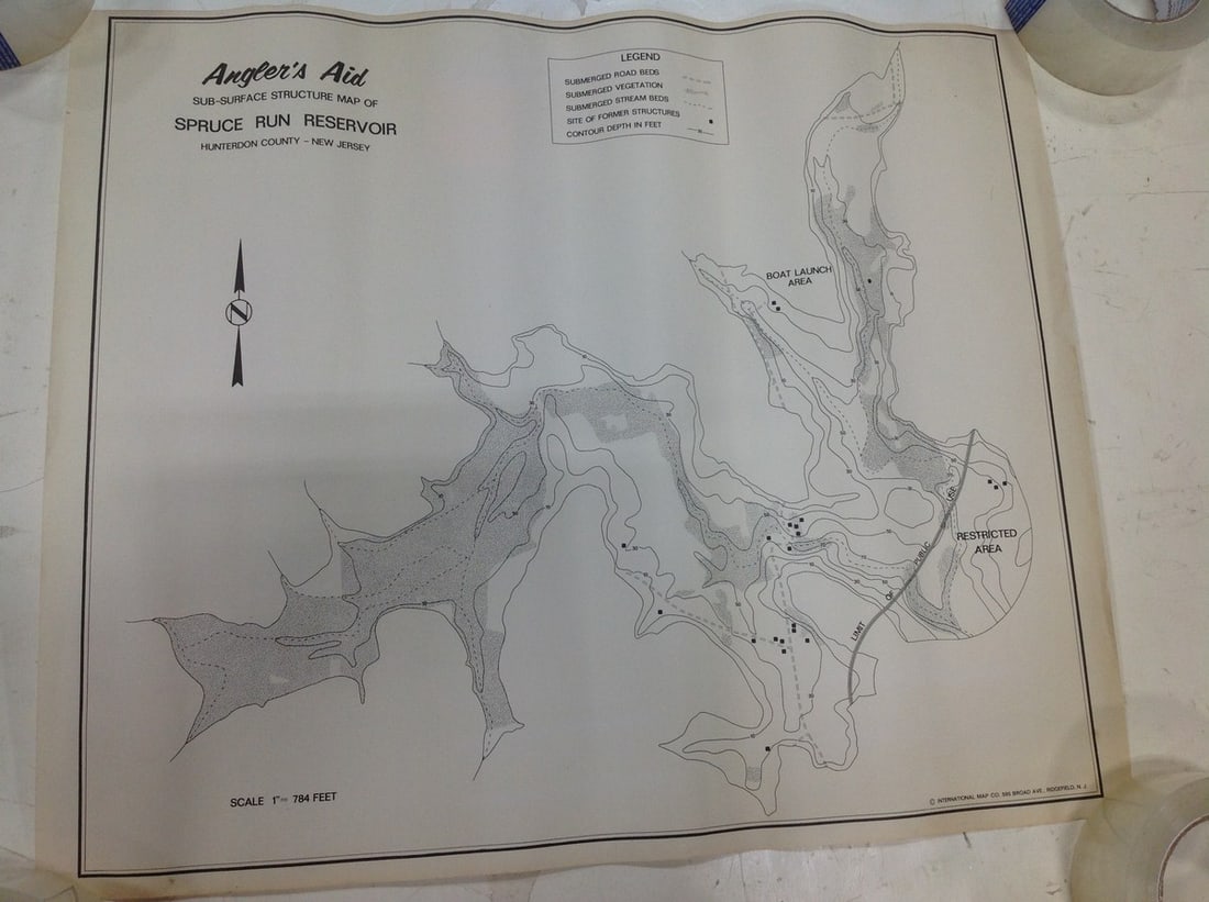 Anglers Aid Spruce Run Reservoir Map (17.5inx20.5in): Anglers Aid Spruce Run Reservoir Map (17.5inx20.5in)