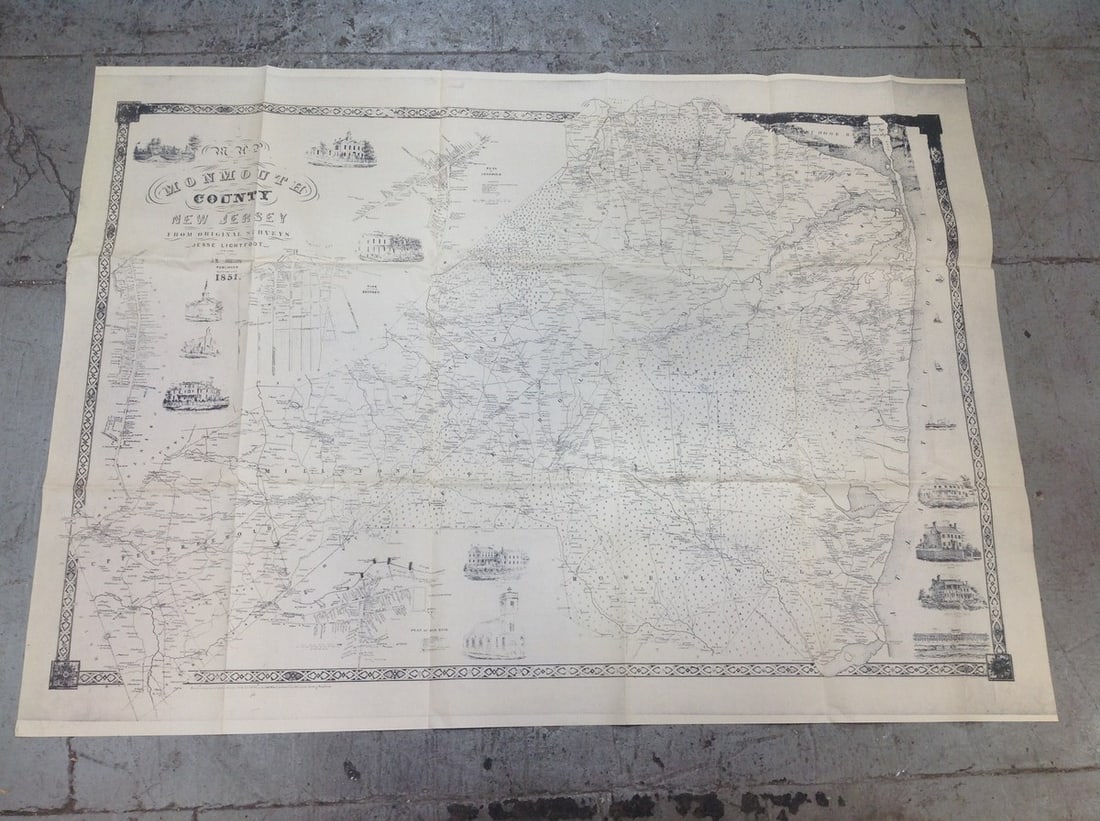 Monmouth County New Jersey 1851 Map (42inx58in): Monmouth County New Jersey 1851 Map (42inx58in)