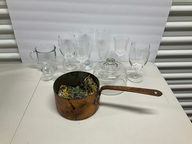 lot of clear glassware items and more