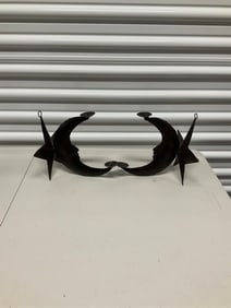 Lot of 2 cast iron moon candle holders
