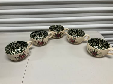 Lot of 5 texas pottery soup bowls