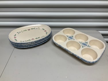 Texas pottery plates and muffin tray