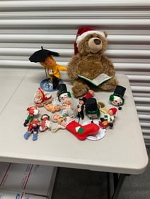 Lot of Annalee dolls and christmas teddy bear