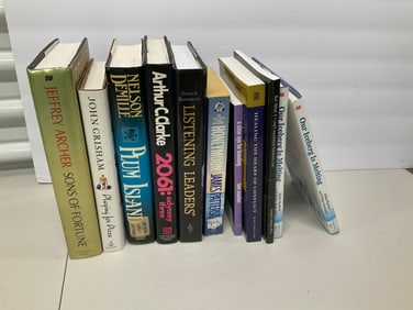 lot of hard covered books