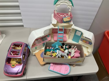 lot of doll house, playsets, figurines and more