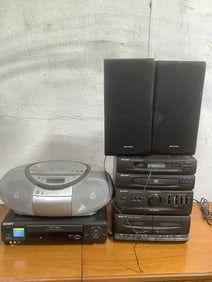 VHS player, speakers, DVD player/radio, and more(Sharp and Sony)
