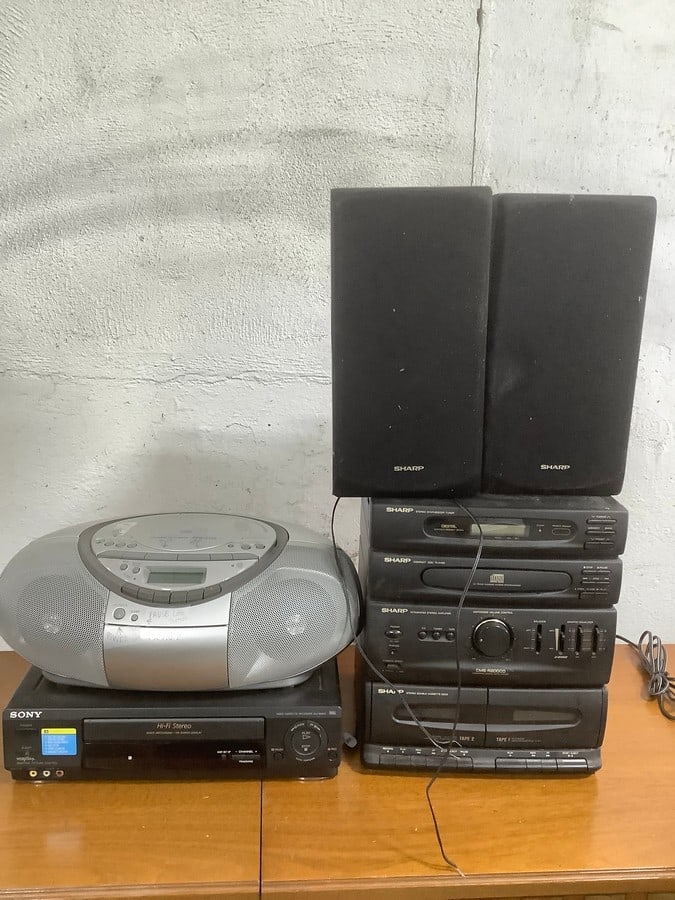 VHS player, speakers, DVD player/radio, and more(Sharp and Sony) (1 of 1)