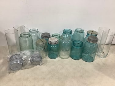 Various Mason Jars and Glasses (Tallest - 8in)