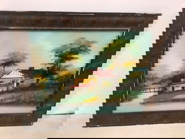 Framed Painted Glass Artwork (21inx25in)