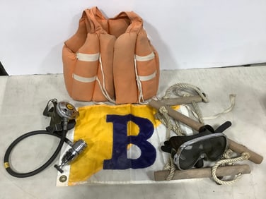 Vintage Life Jacket, Scuba Diving Mask, Banner, and more