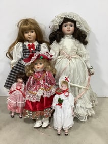 Various ceramic dolls(tallest 18in.)