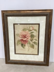 Framed and Signed Floral Artwork (20.5inx24.5in)