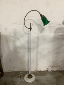 Vintage floor lamp with green glass shade(56.5in.tall)
