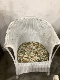 Vintage Wicker Chair with Cushion (33in Tall)
