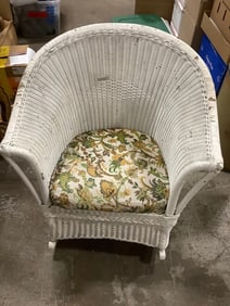 Vintage Wicker Rocking Chair With Cushion (33in.tall)
