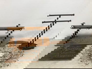 Egg Hanging Basket, Vintage Signs, Wooden Wall Hanging Shelf, and more (Tallest - 14in)