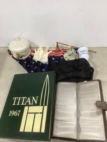 Titan 1967 yearbook, ceramic bell, and more