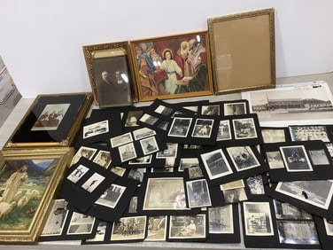 Vintage photographs and empty frames