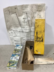 Model Shipways boat with manual and Atlas gauge telephone poles