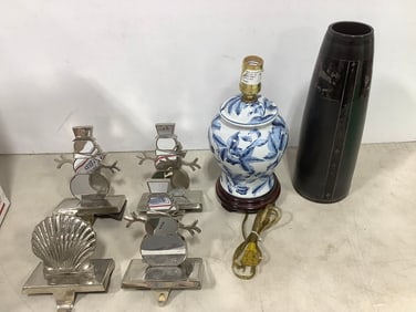 Decorative lamp, stocking holders, and more(13in.tallest)