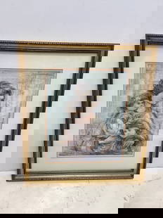 Framed and signed Edna Hibel and children art print(21in.x23.5in.): Framed and signed Edna Hibel and children art print(21in.x23.5in.)