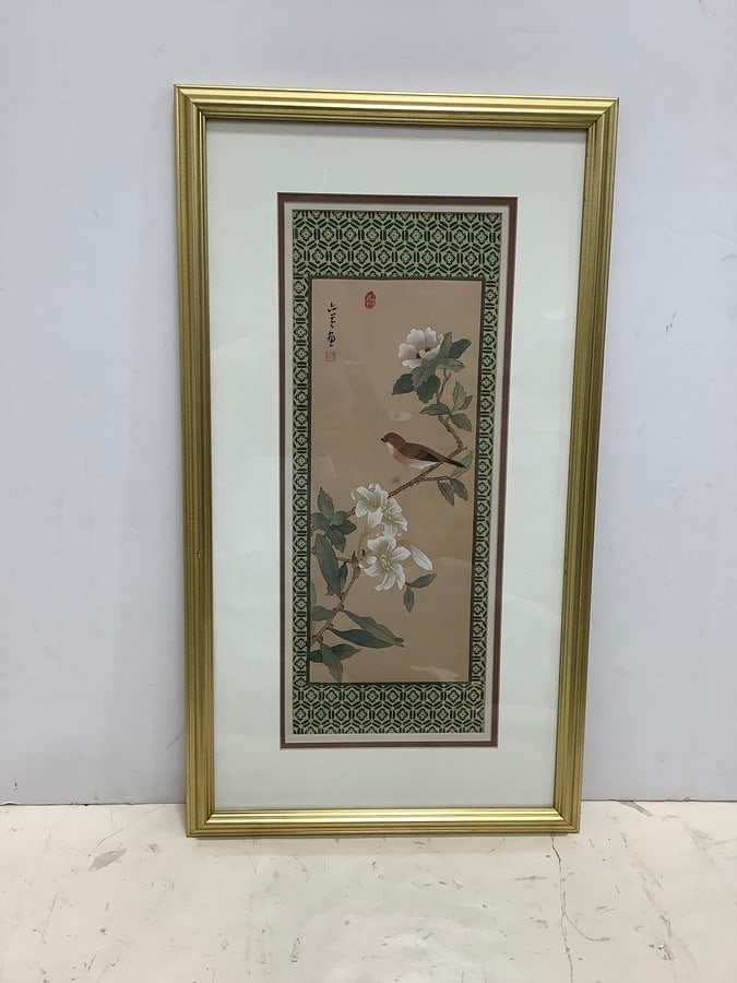 Framed oriental artwork(15.5in.x27.5in.) (1 of 1)