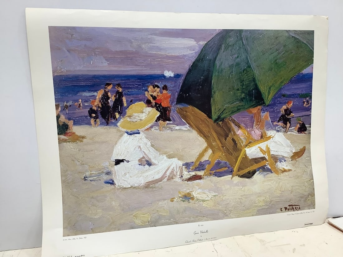 Green Umbrella art print by Edward Henry Potthast(no.1028-26in.x34in.): Green Umbrella art print by Edward Henry Potthast(no.1028-26in.x34in.)