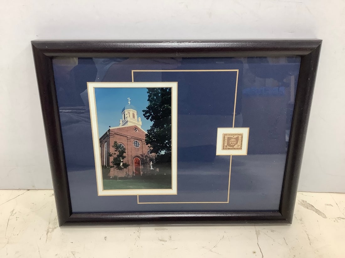 Framed Ohio Sesquicentennial 3 cent stamp and photograph(10in.x13in.) (1 of 1)