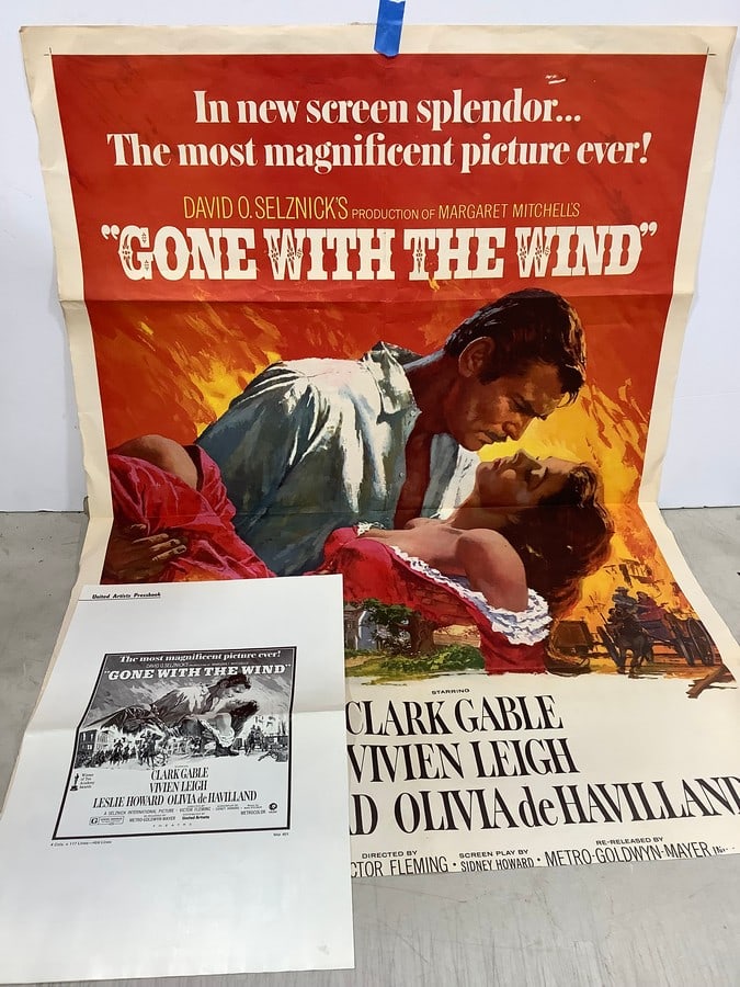 Vintage original Gone with the Wind movie poster R-68/106 stamp on back and pressbook(39in.x27in.) (1 of 1)