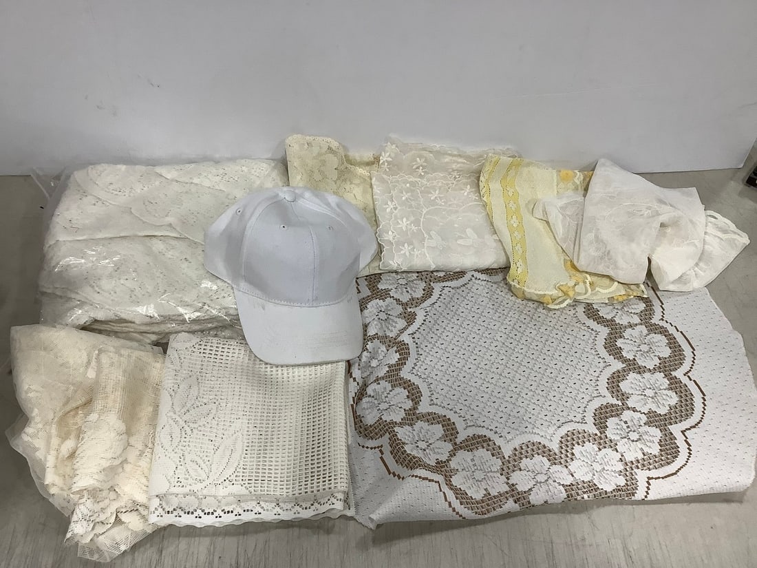 Vintage Linens and Hat: Vintage Linens and Hat