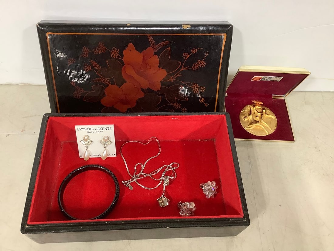 Decorative Box with Various Jewelry and more (3.5inx9.5inx6in) (1 of 1)